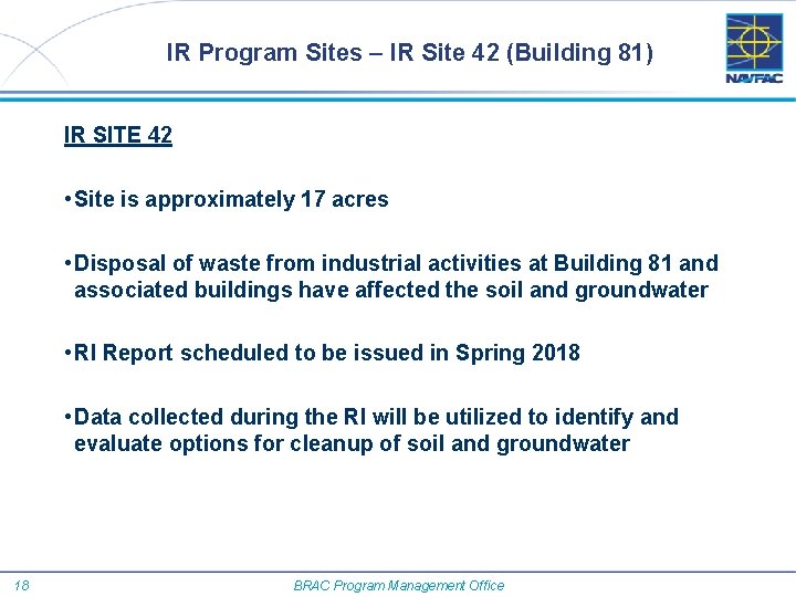 IR Program Sites – IR Site 42 (Building 81) IR SITE 42 • Site