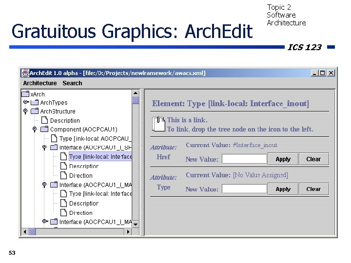 Gratuitous Graphics: Arch. Edit 53 Topic 2 Software Architecture ICS 123 