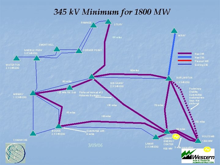 345 k. V Minimum for 1800 MW PAWNEE STORY WRAY 65 miles SMOKY HILL 345 k. V Minimum for 1800 MW PAWNEE STORY WRAY 65 miles SMOKY HILL