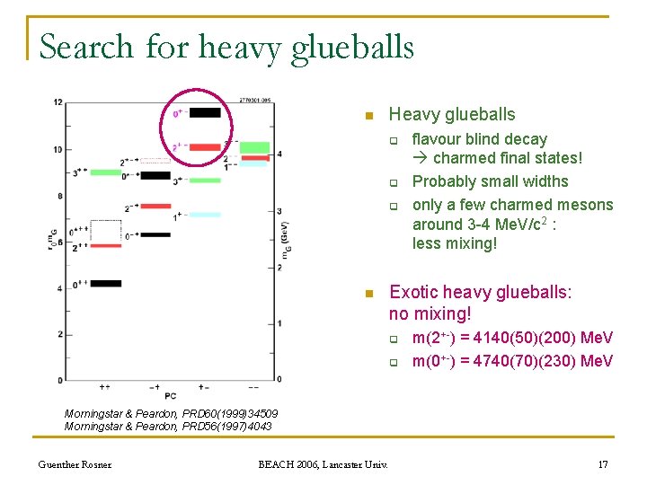 Search for heavy glueballs n Heavy glueballs q q q n flavour blind decay