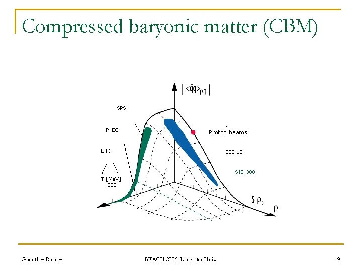 Compressed baryonic matter (CBM) SPS RHIC g, p-, p - beams Proton beams LHC