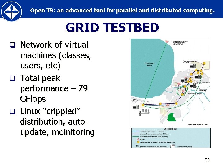 Open TS: an advanced tool for parallel and distributed computing. GRID TESTBED Network of