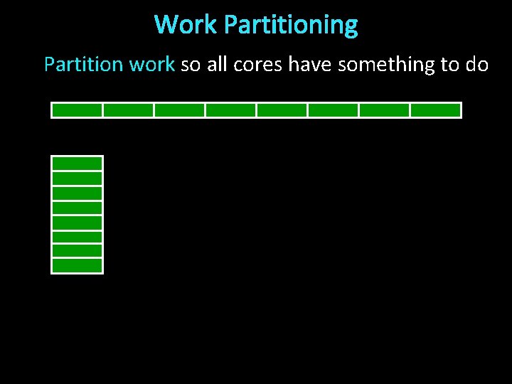 Work Partitioning Partition work so all cores have something to do 