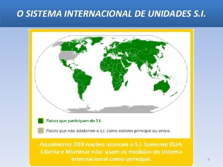 O SISTEMA INTERNACIONAL DE UNIDADES S. I. 6 