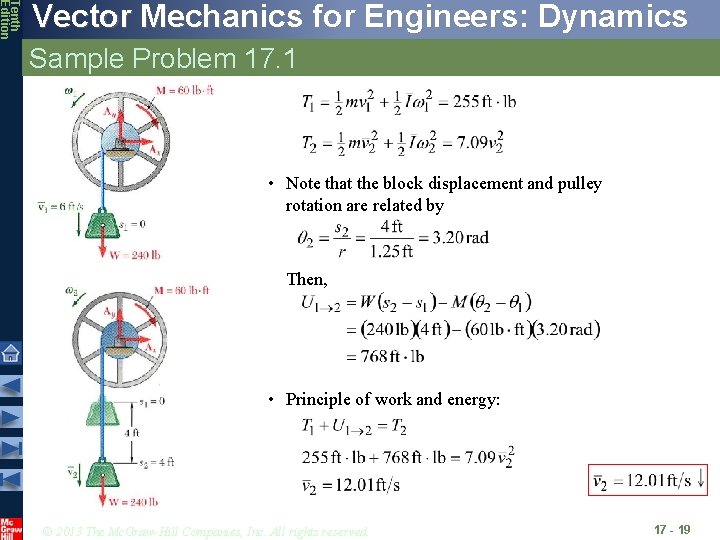Tenth Edition Vector Mechanics for Engineers: Dynamics Sample Problem 17. 1 • Note that