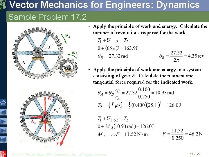 Tenth Edition Vector Mechanics for Engineers: Dynamics Sample Problem 17. 2 • Apply the