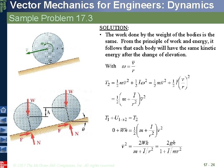 Tenth Edition Vector Mechanics for Engineers: Dynamics Sample Problem 17. 3 SOLUTION: • The