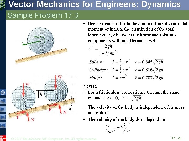 Tenth Edition Vector Mechanics for Engineers: Dynamics Sample Problem 17. 3 • Because each