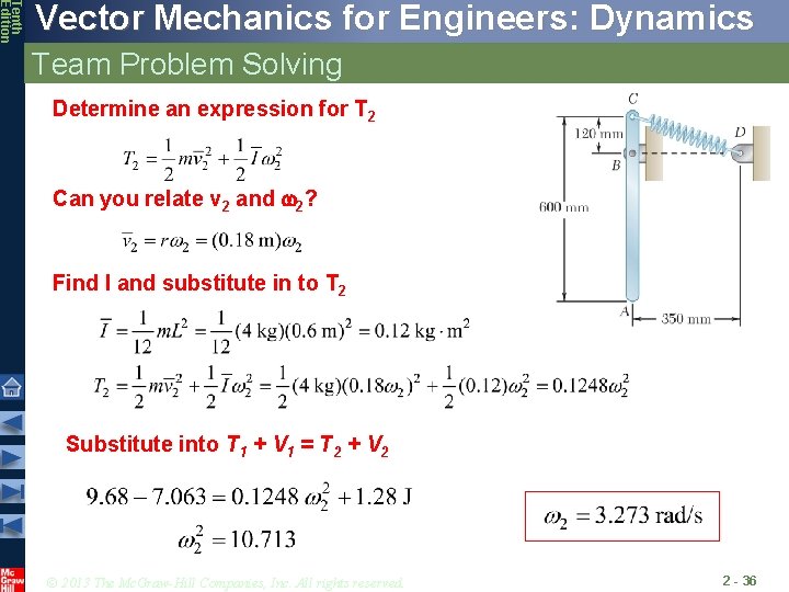Tenth Edition Vector Mechanics for Engineers: Dynamics Team Problem Solving Determine an expression for