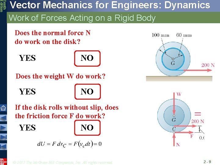 Tenth Edition Vector Mechanics for Engineers: Dynamics Work of Forces Acting on a Rigid