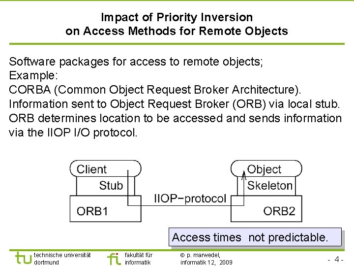 TU Dortmund Impact of Priority Inversion on Access Methods for Remote Objects Software packages