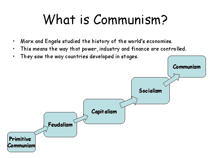 What is Communism? • • • Marx and Engels studied the history of the