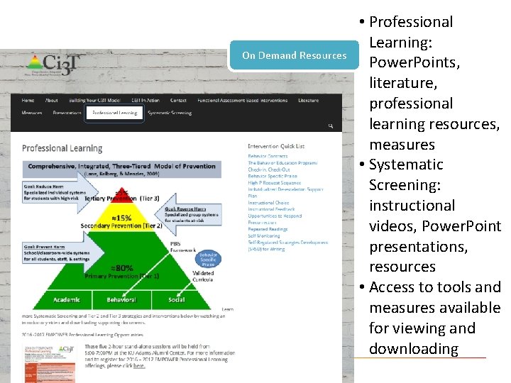 ci 3 t. org On Demand Resources • Professional Learning: Power. Points, literature, professional