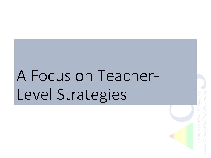 A Focus on Teacher. Level Strategies 