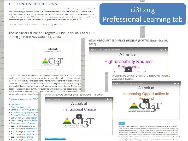 Ci 3 T. org ci 3 t. org Professional Learning tab 