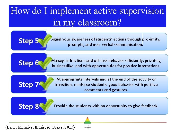 How do I implement active supervision in my classroom? Step 5 Signal your awareness