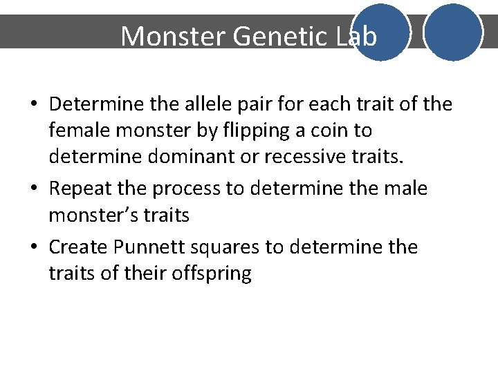 Monster Genetic Lab • Determine the allele pair for each trait of the female