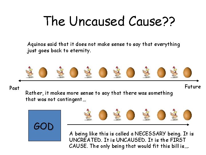 The Uncaused Cause? ? Aquinas said that it does not make sense to say