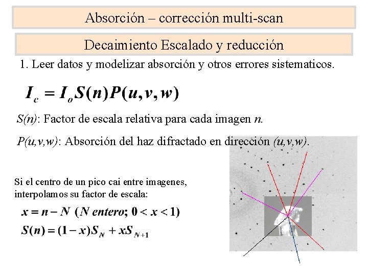 Absorción – corrección multi-scan Decaimiento Escalado y reducción 1. Leer datos y modelizar absorción