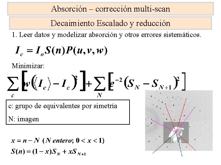 Absorción – corrección multi-scan Decaimiento Escalado y reducción 1. Leer datos y modelizar absorción