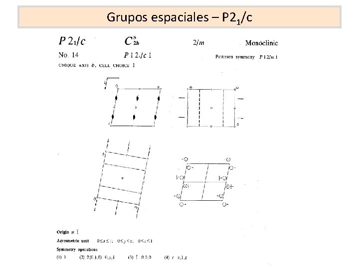 Grupos espaciales – P 21/c 