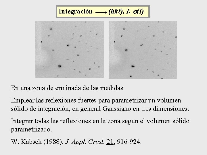 Integración (hkℓ), I, s(I) En una zona determinada de las medidas: Emplear las reflexiones