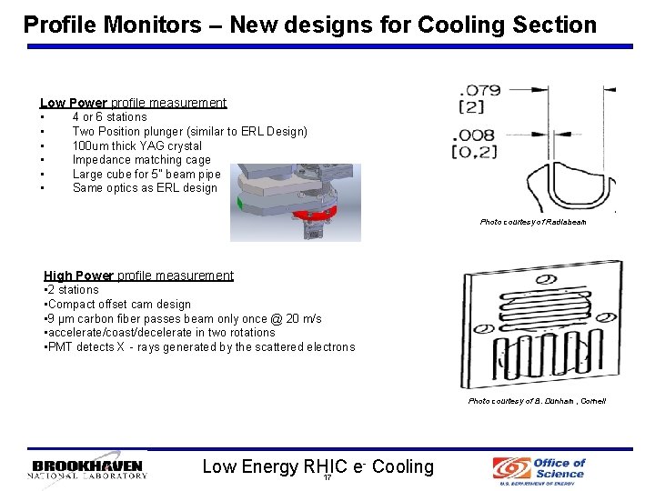 Profile Monitors – New designs for Cooling Section Low Power profile measurement • 4