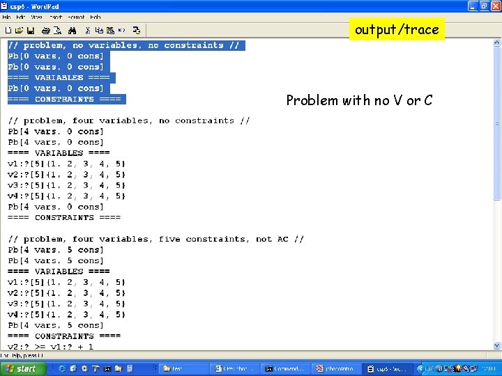 output/trace Problem with no V or C 