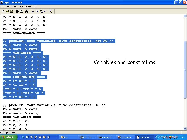 Variables and constraints 