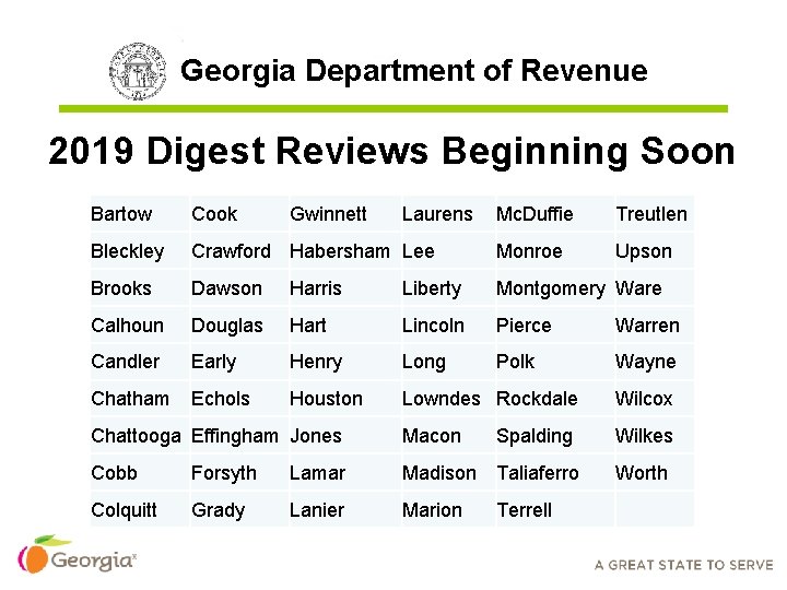 Georgia Department of Revenue 2019 Digest Reviews Beginning Soon Bartow Cook Bleckley Gwinnett Laurens