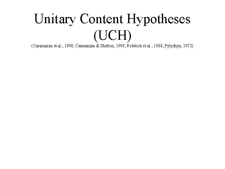 Unitary Content Hypotheses (UCH) (Caramazza et al. , 1990; Caramazza & Shelton, 1998; Riddoch