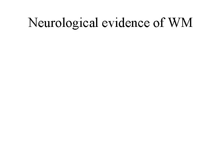 Neurological evidence of WM 