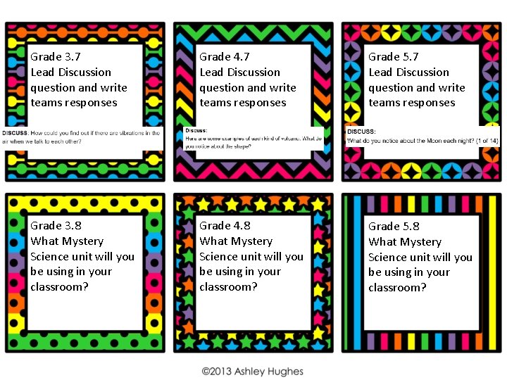 Grade 3. 7 Lead Discussion question and write teams responses Grade 4. 7 Lead