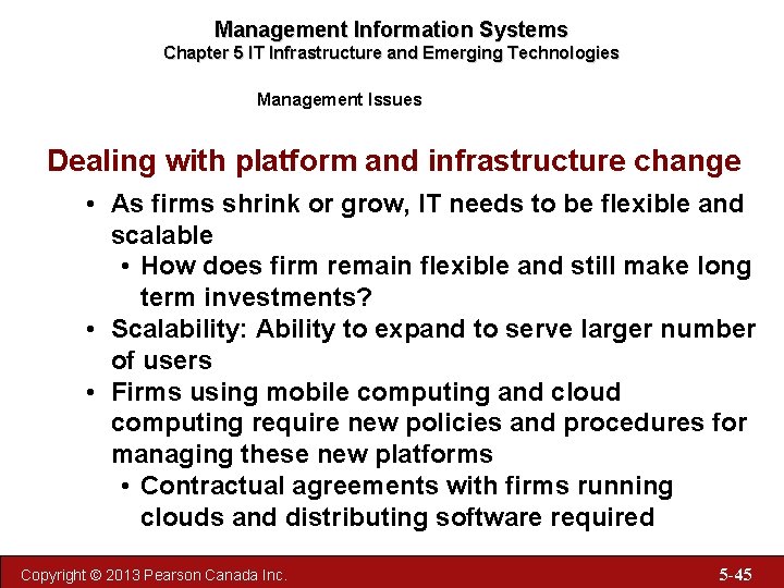 Management Information Systems Chapter 5 IT Infrastructure and Emerging Technologies Management Issues Dealing with