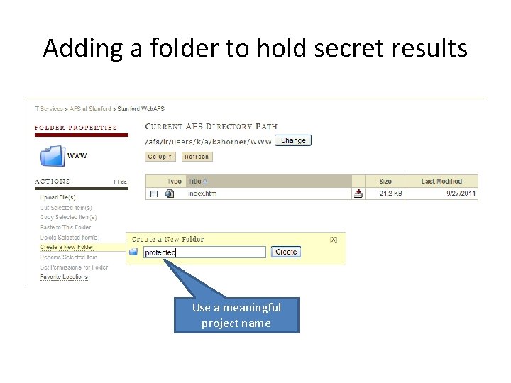 Adding a folder to hold secret results Use a meaningful project name 