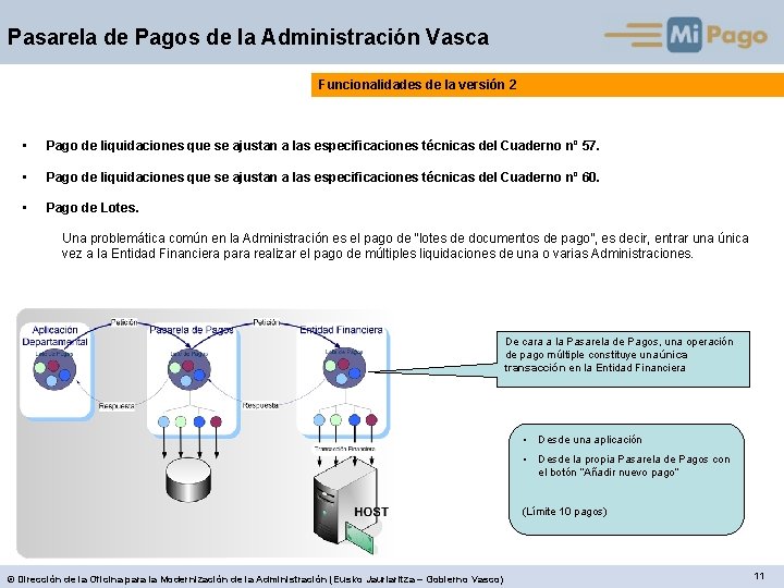 Pasarela de Pagos de la Administración Vasca Funcionalidades de la versión 2 • Pago