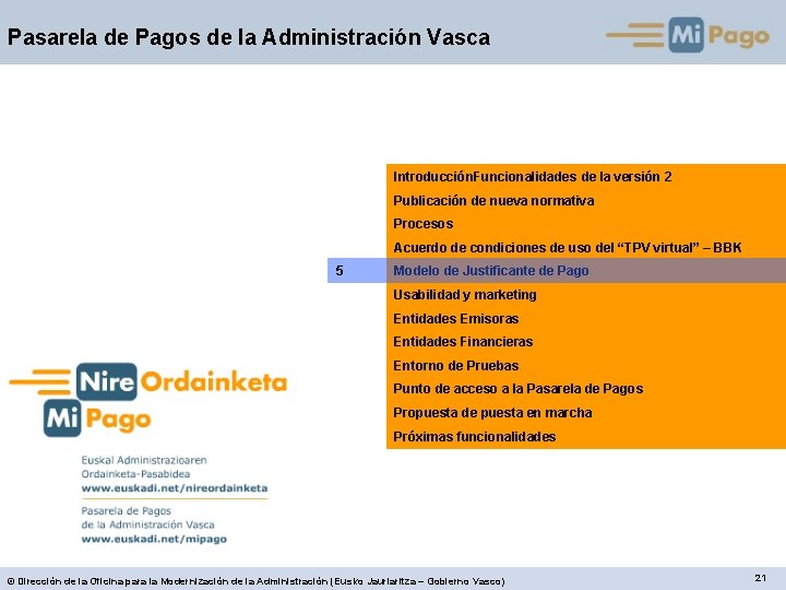 Pasarela de Pagos de la Administración Vasca Introducción. Funcionalidades de la versión 2 Publicación