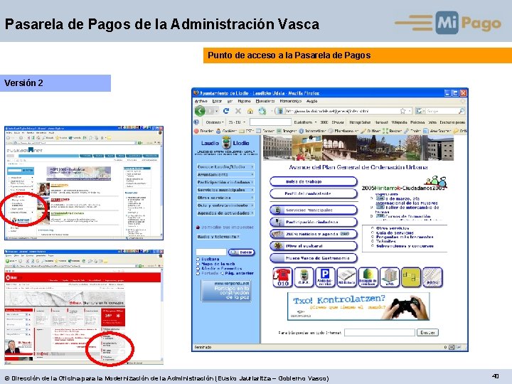 Pasarela de Pagos de la Administración Vasca Punto de acceso a la Pasarela de