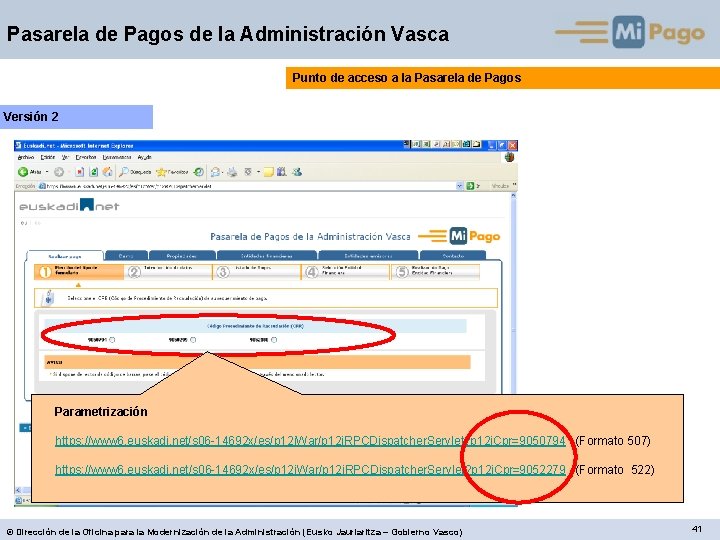 Pasarela de Pagos de la Administración Vasca Punto de acceso a la Pasarela de