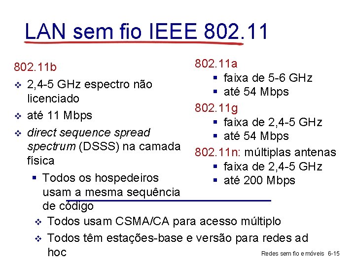 LAN sem fio IEEE 802. 11 a 802. 11 b § faixa de 5