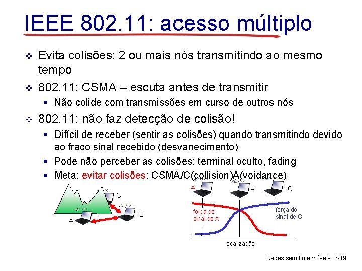 IEEE 802. 11: acesso múltiplo v v Evita colisões: 2 ou mais nós transmitindo