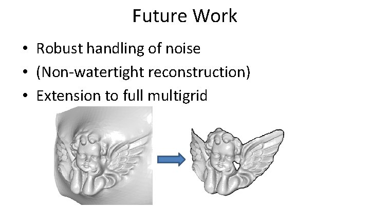 Future Work • Robust handling of noise • (Non-watertight reconstruction) • Extension to full