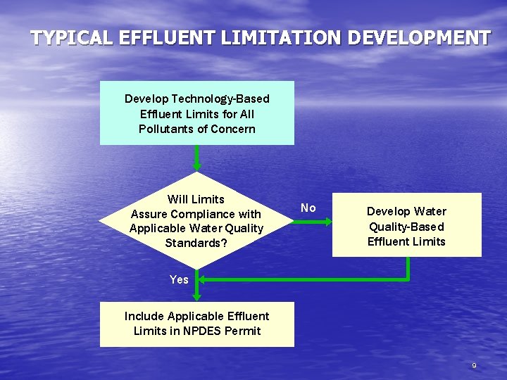 TYPICAL EFFLUENT LIMITATION DEVELOPMENT Develop Technology-Based Effluent Limits for All Pollutants of Concern Will