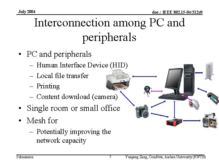 July 2004 doc. : IEEE 802. 15 -04/312 r 0 Interconnection among PC and