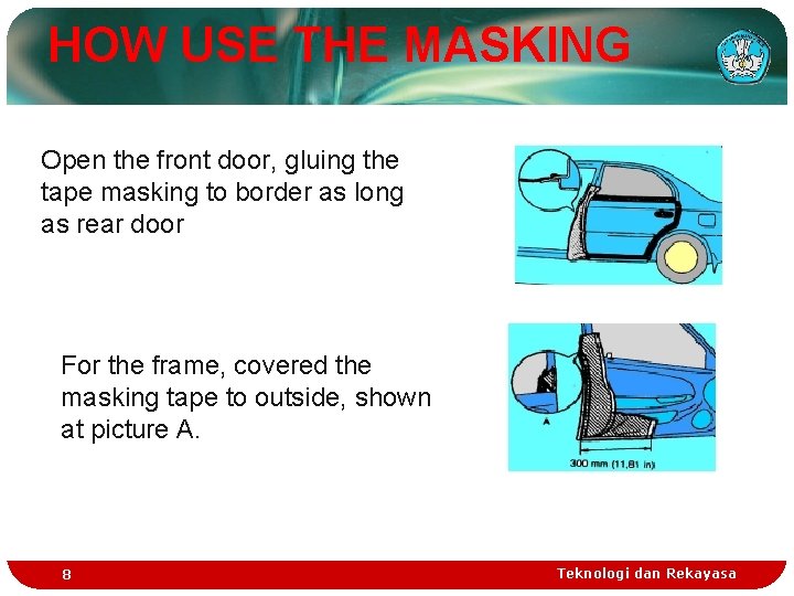 HOW USE THE MASKING Open the front door, gluing the tape masking to border