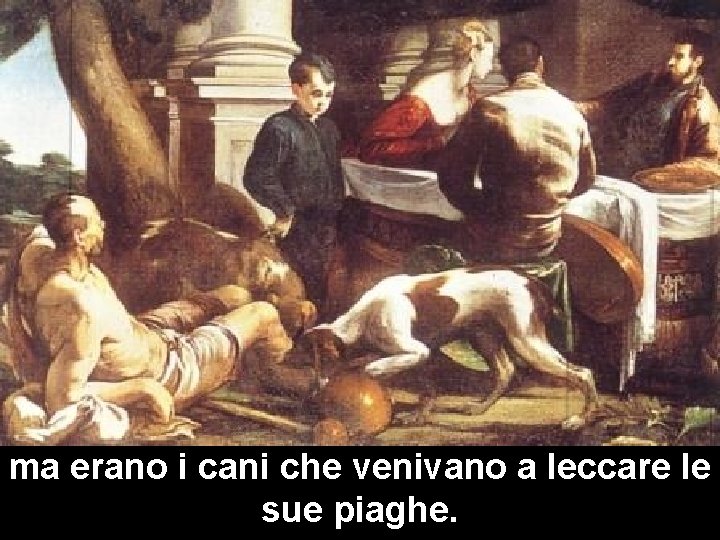 ma erano i cani che venivano a leccare le sue piaghe. 