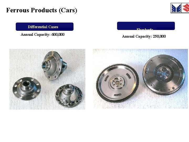Ferrous Products (Cars) Differential Cases Annual Capacity: 600, 000 Flywheels Annual Capacity: 250, 000