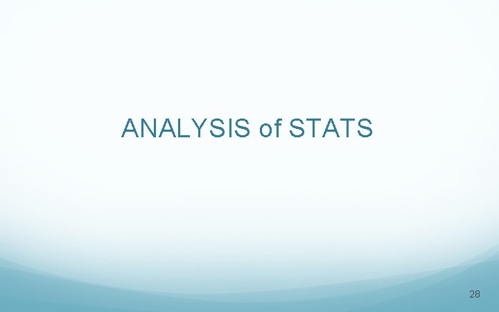 ANALYSIS of STATS 28 