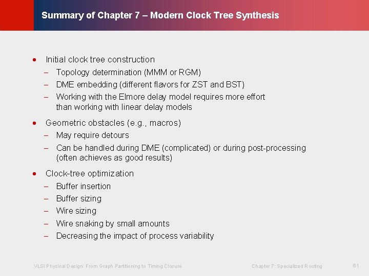 © KLMH Summary of Chapter 7 – Modern Clock Tree Synthesis · Initial clock