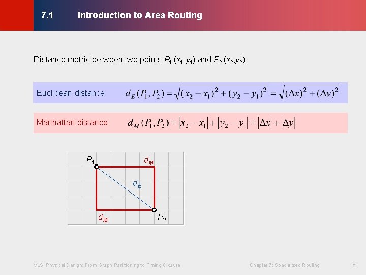 Introduction to Area Routing © KLMH 7. 1 Distance metric between two points P